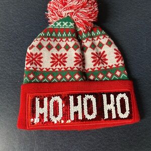 Festive Red and Green Holiday Knit Hat